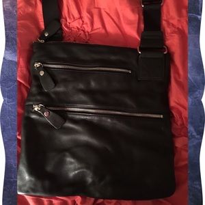 Black 100% genuine leather cross body bag