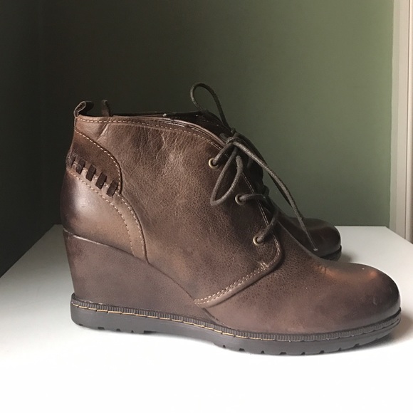 Brown leather booties