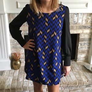 Blue, black, and tan ball doll style dress