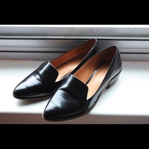 Madewell stacked heel loafer in black patent - 10