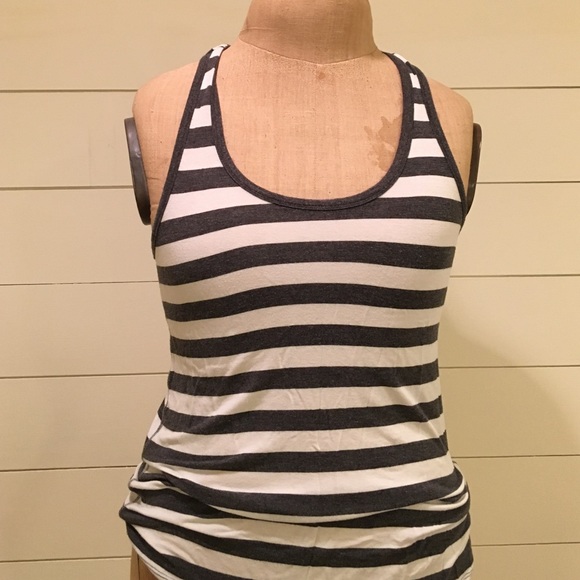striped grey and white tank top