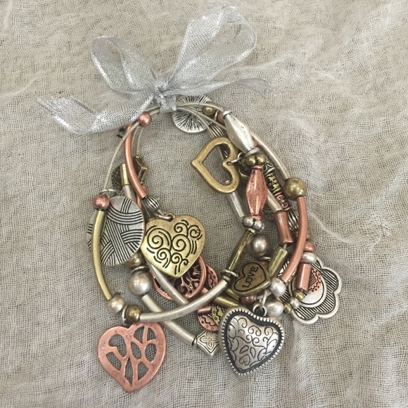 boutique Jewelry - Distressed steampunk bracelet love joy peace