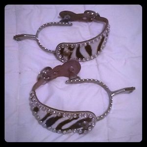 Rhinestone Faux Zebra Spur Straps-Spurs Included