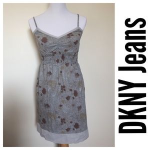 DKNY Jeans Gray Floral Sun Dress