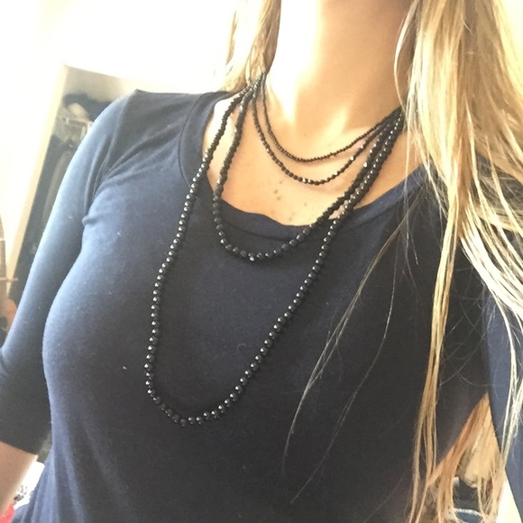 Beautiful black beaded layer necklace