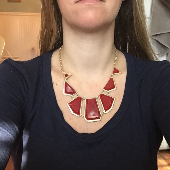 Red-jeweled statement necklace