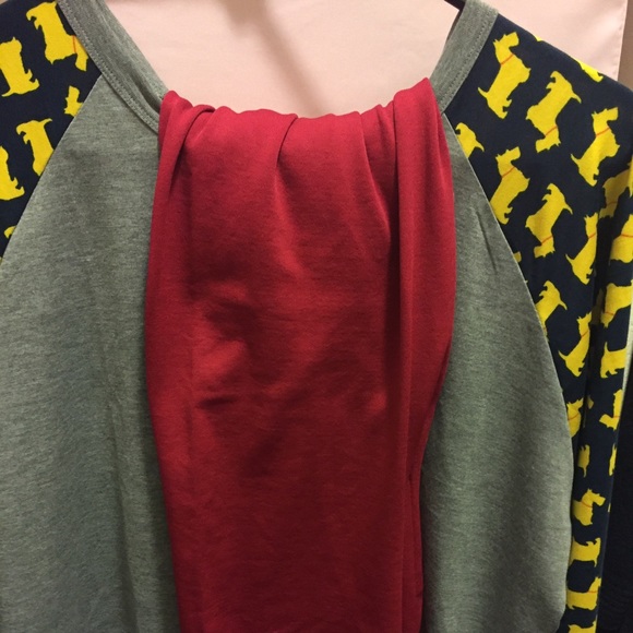 Lularoe Scotty Dog Randy and red leggings. Size L