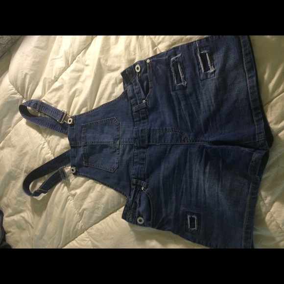 3/$10 Short jean overall wash denim N119 - Picture 2 of 2