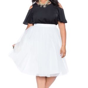 NWT Eloquii Studio Tulle Midi Skirt - White