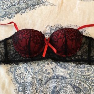 Lace Black and Red Bra