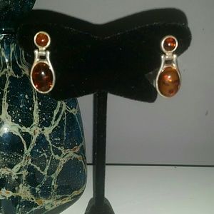 Reduced! Vintage Amber & Sterling Silver Earrings