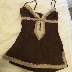 bebe spaghetti strap silk blouse