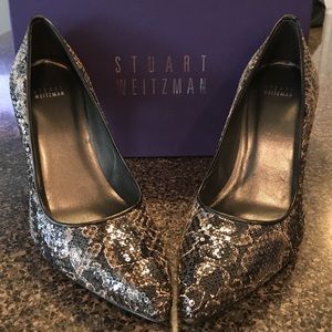 Women's Sequin  lace Stuart Weitzman high heels.