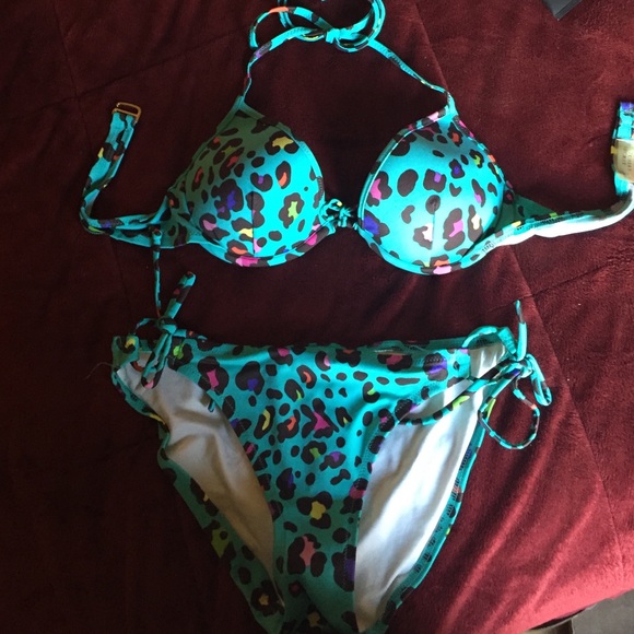 VS blue cheetah print bathing suit