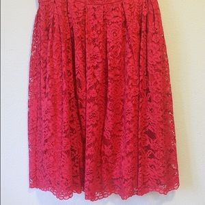 Eloquii Lace Midi Skirt - Red