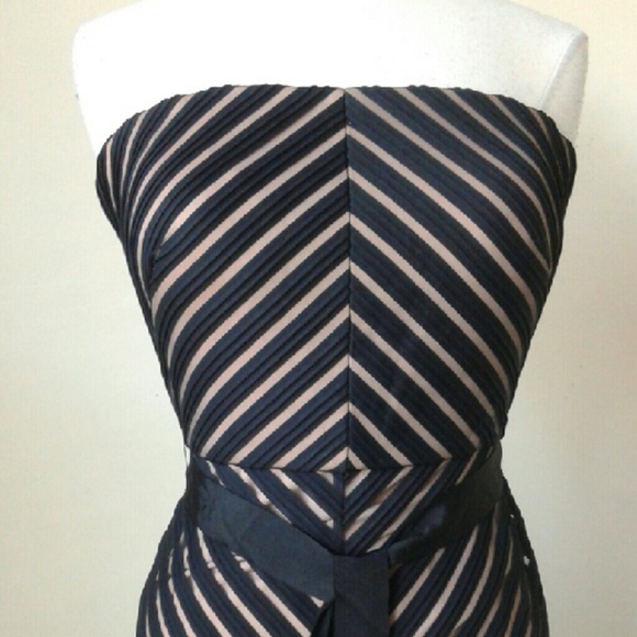 Strapless shadow stripe mermaid gown dress SOLD - Picture 2 of 4