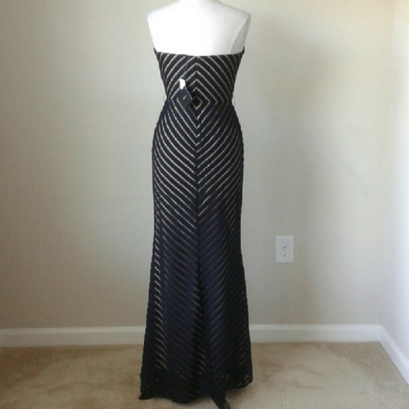 Strapless shadow stripe mermaid gown dress SOLD - Picture 3 of 4