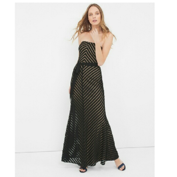 Strapless shadow stripe mermaid gown dress SOLD - Picture 4 of 4