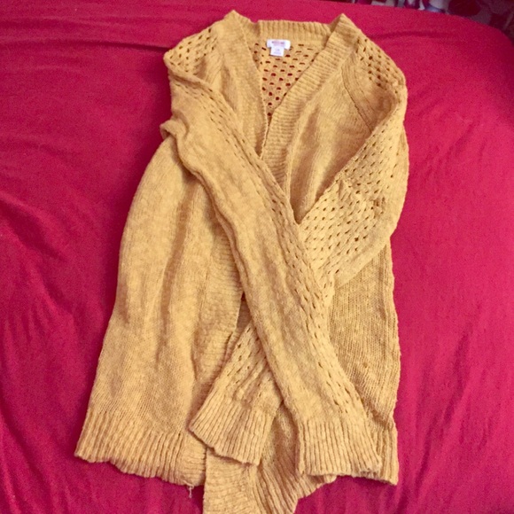 Mossimo mustard yellow long knit cardigan