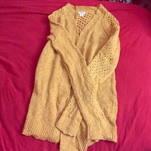 Mossimo mustard yellow long knit cardigan