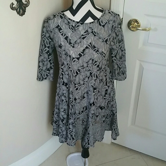 Free People Tops - Free People Silver Flower Tunic NWOT