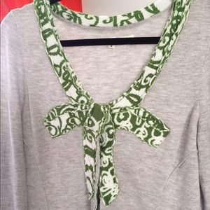 Anthropologie grey with bow cardigan