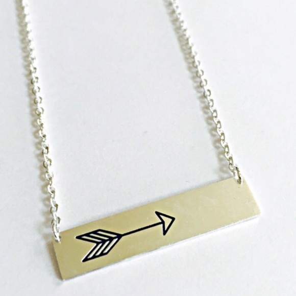 STAINLESS STEEL Silver bar arrow boho necklace - Picture 6 of 6