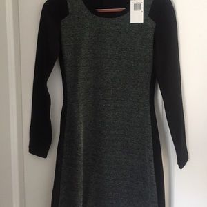 Tweed front, black French Connection dress, US 6