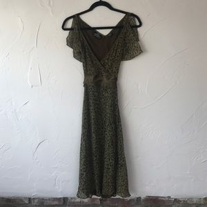 Army green animal print dress
