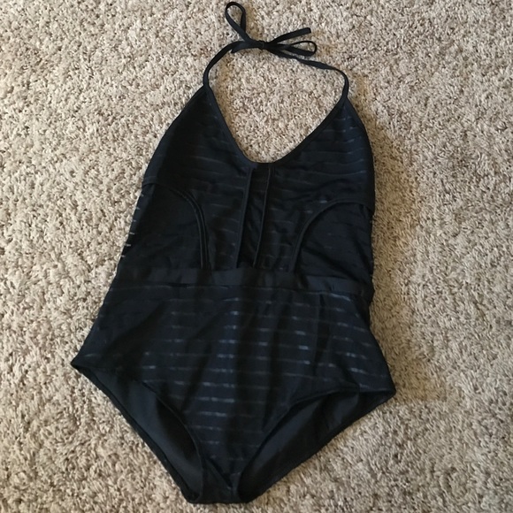 One piece black peekaboo sides