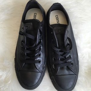 All Black Leather Converse