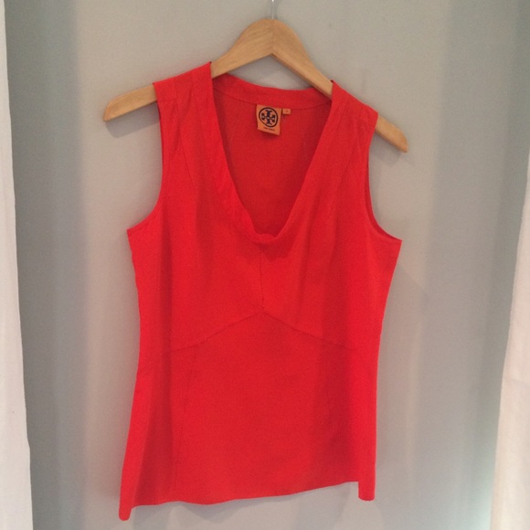 Tory Burch, Silk Jasmine Shell in Poppy