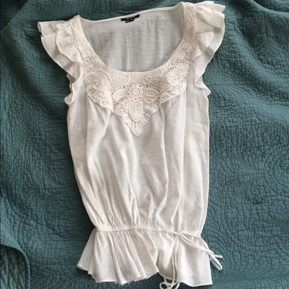 Boho gauzy crocheted top, size S.