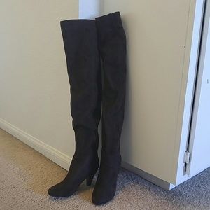 Brown Faux Suede Thigh High Boots