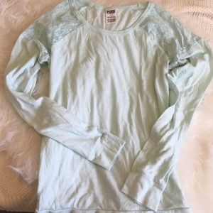 Pink Long Sleeve With Lace Shoulders