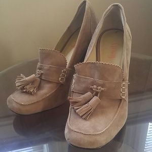 Moving Sale! Stacked heel suede loafers