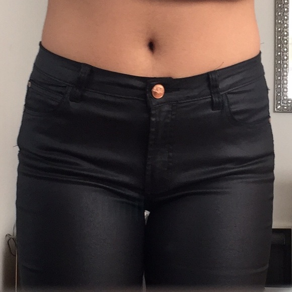 Faux leather jeans