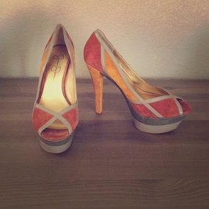 Jessica Simpson platform velvet heals