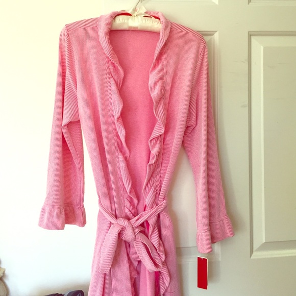 Josie pink and white stripped robe