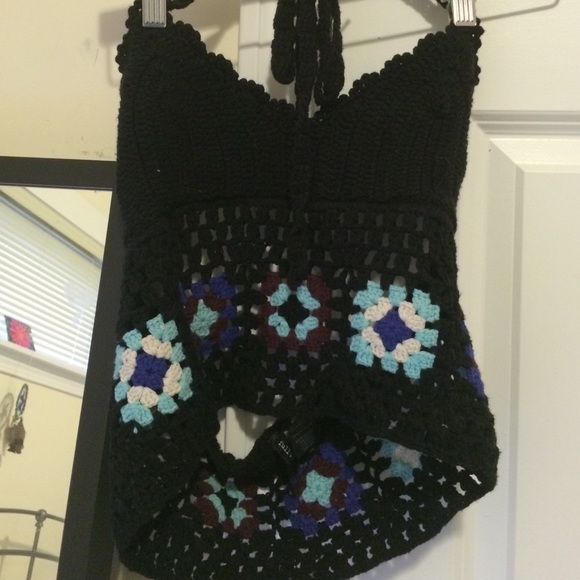 Black crochet halter