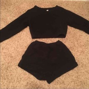 American apparel crop top & short set