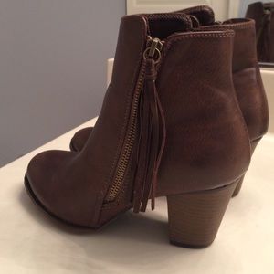 Brown leather booties
