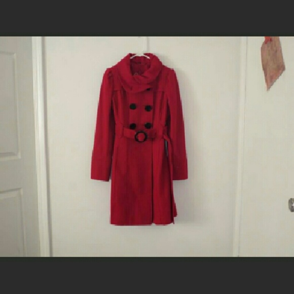 NWOT Crimson Red Trench Coat
