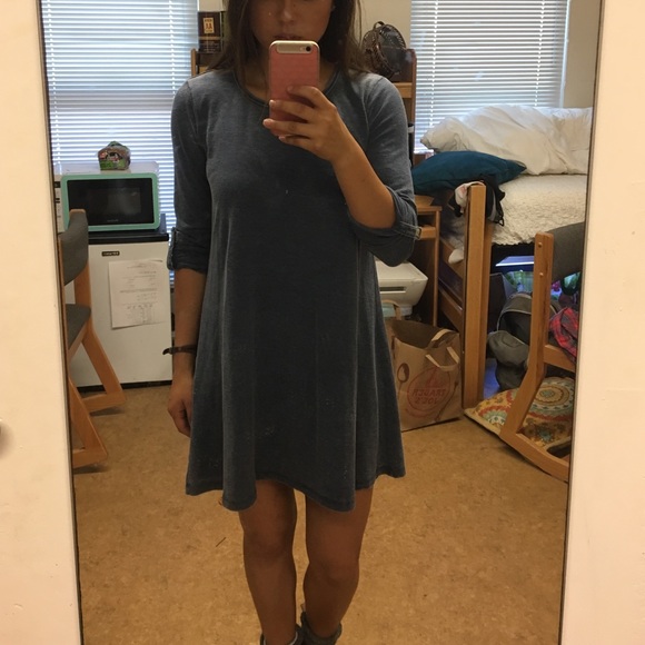 Blue long sleeve loose dress