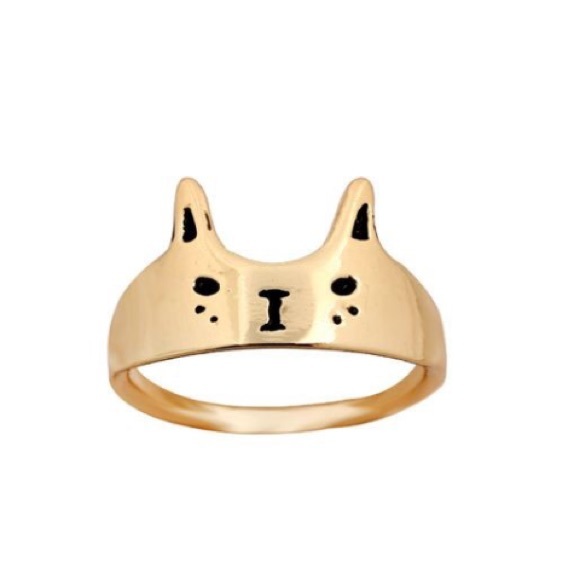Gold CAT😻 face ring 18k gold plated sz 6.5 - Picture 2 of 2