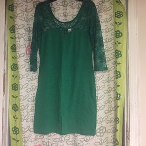 Green Mini Dress With Lace