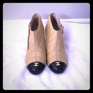Chanel Quilted Tan Booties