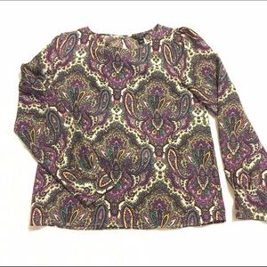 J Crew Factory paisley boatneck blouse