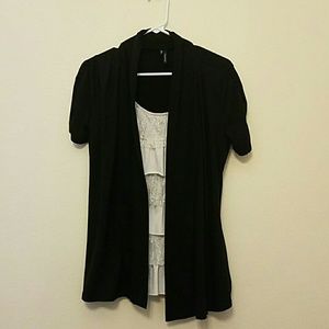 Cardigan with built in tank top.