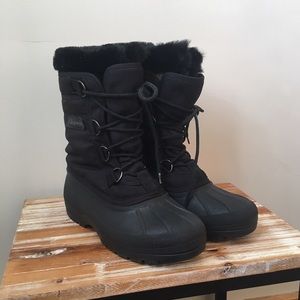 Kamik Snow Boots Winter Faux Fur Trim Black 8